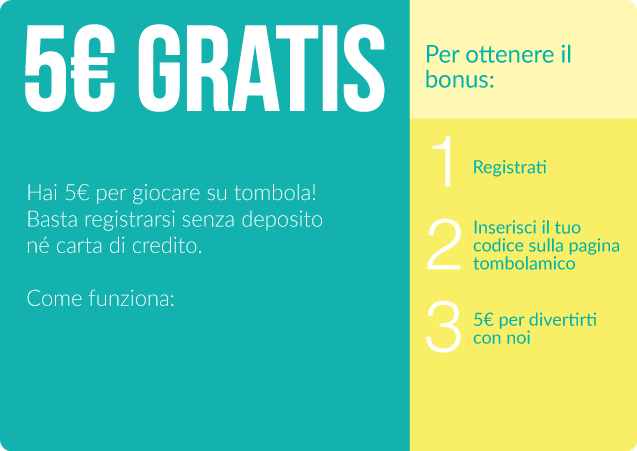 Registrati gratis su tombola e ottieni i tuoi 5€ gratis